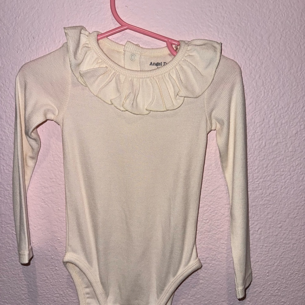 Angel Dear Ivory Ruffle Collar Bodysuit